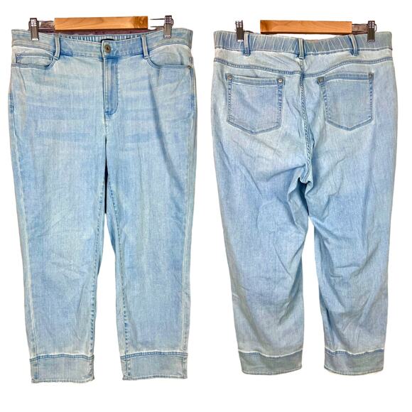 J. JILL DENIM Women's 16T Tall Blue Authentic Fit Crop Light Wash Raw Hem Jeans - Picture 1 of 10